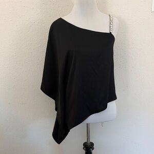 Alice + Olivia Black One-Shoulder Blouse